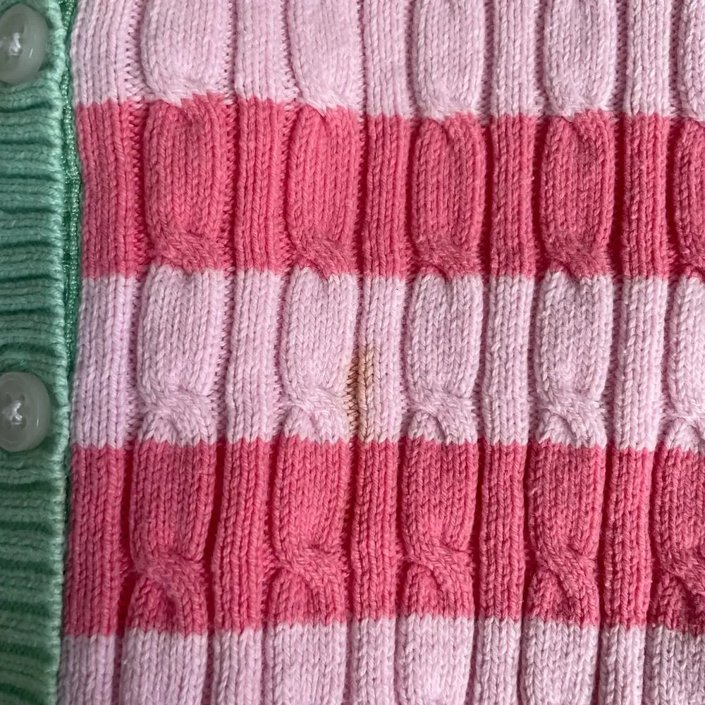 Old Navy Cherokee Girls XS Sweater Bundle Pink Green Button Down Long Sleeve - 2